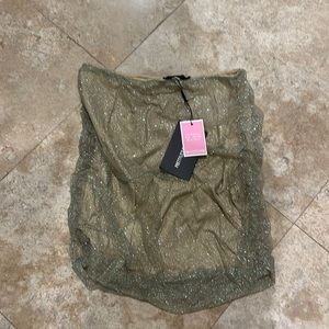 Petite Gold Ruched Glitter Bodycon Skirt, size 6, Gold